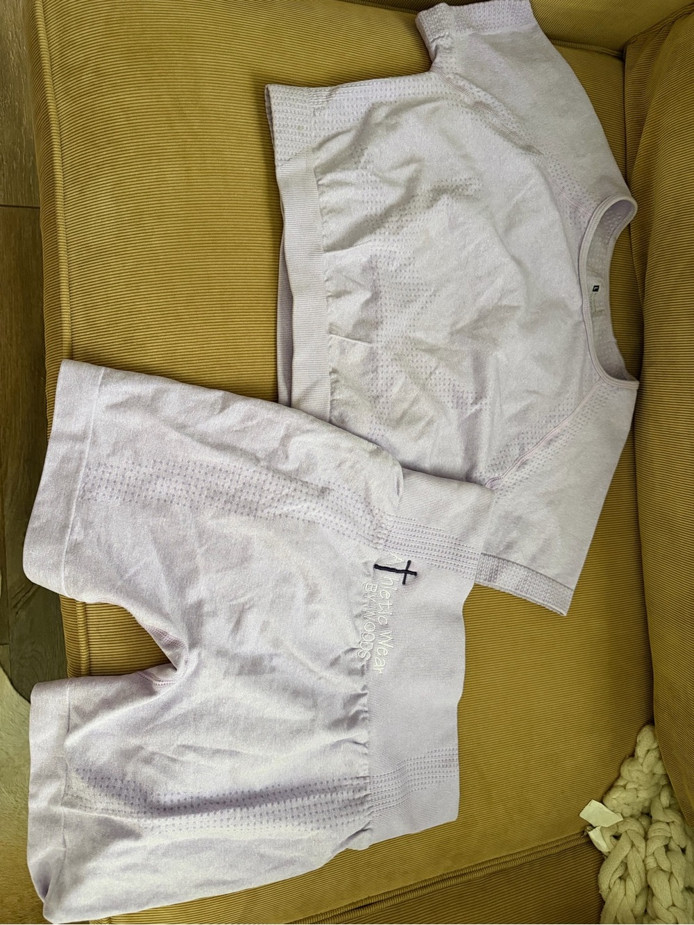 Light Lavender Seamless Crop Top & Biker Shorts Set